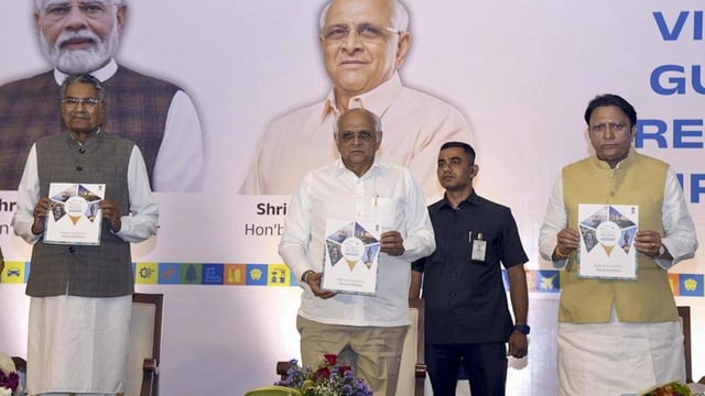 The initiative is designed to promote local investments in line with the Centre’s ‘Vocal for Local’ campaign, Gujarat chief minister Bhupendra Patel said, addressing the gathering in Gandhinagar. (PTI)