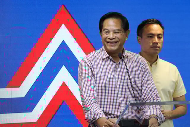 United Thai Nation Party (Ruam Thai Sang Chart Party) leader Pirapan Salirathavibhaga reacts as he speaks to the media, after the polling stations closed, on the day of the general elections in Bangkok, Thailand, May 14, 2023. REUTERS/Stringer/File Photo