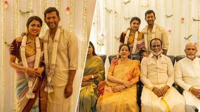 Not Wedding, Vishal-Sai Dhanshika Get Engaged After Years Of Dating On Actor's 47th Birthday, Watch Dreamy Photos | Image: X