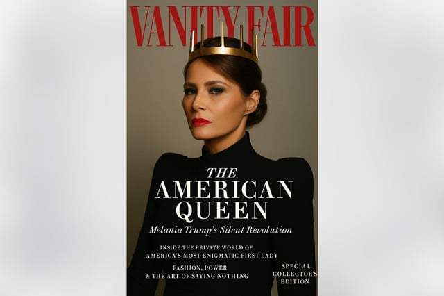 Melania Trump is pictured on a fake "Vanity Fair" cover. The image has been circulating on X.