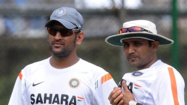 Virender Sehwag, right, fought for Manoj Tiwary, when even MS Dhoni, left, did not have the confidence in him