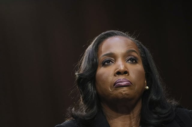 Lisa Cook at her 2023 Senate confirmation hearing. A Trump administration official has announced a new criminal referral regarding a property she received a mortgage for in Massachusetts, part of the administration's effort to remove her from the Fed's Board of Governors.