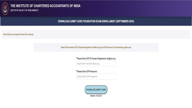 ICAI CA Admit Card 2025 for Foundation exam in September out at eservices.icai.org, download link here