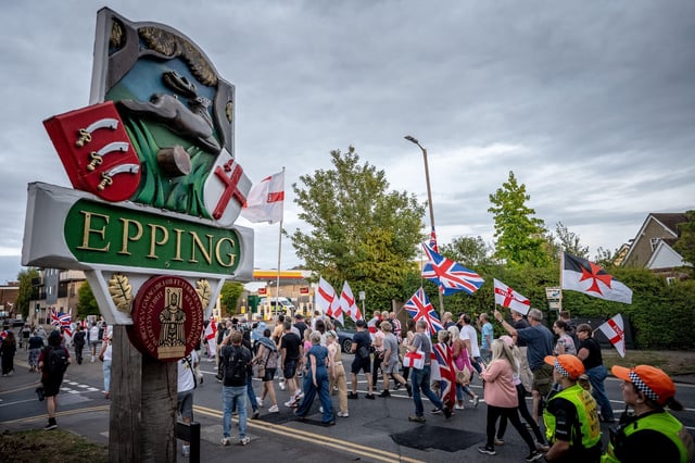 Anti-migrant protesters march through Epping earlier this month