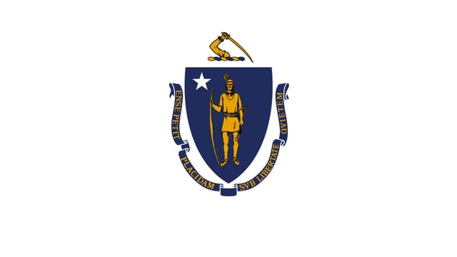 The Massachusetts state flag, which is set to be replaced by a new design.