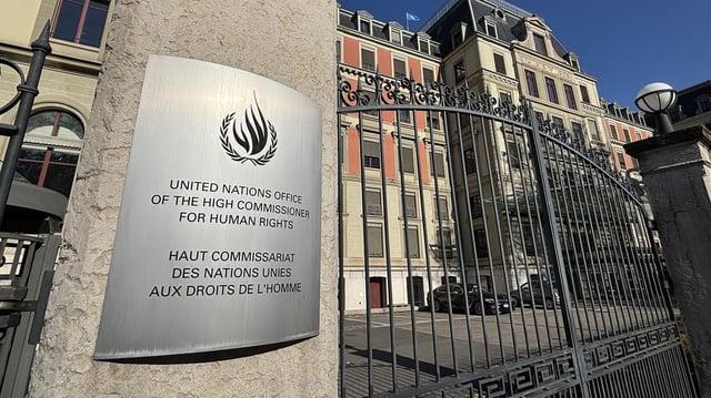 Blick auf das UN-Büro für Menschenrechte (OHCHR) in Genf. 