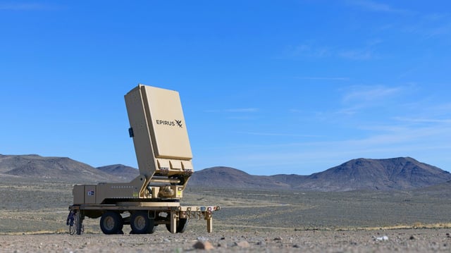 Epirus' trailer-mounted Leonidas high-power microwave counter-drone system. Photo: Epirus