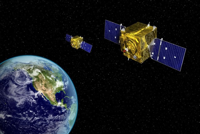 Depicted is an artist rendering of the Geosynchronous Space Situational Awareness Program (U.S. Space Force)