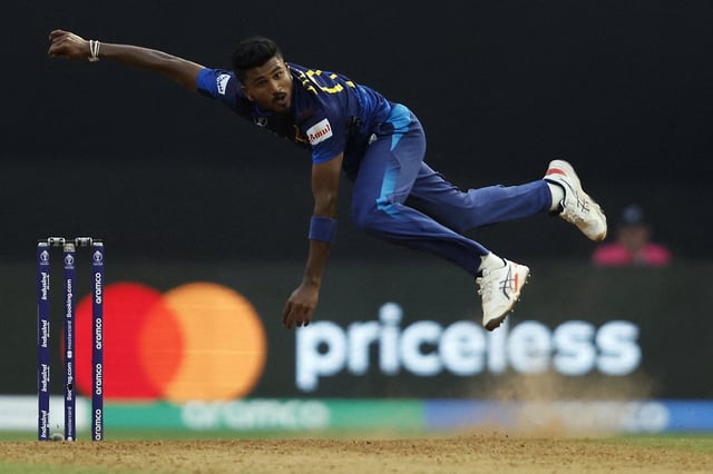 Cricket - ICC Cricket World Cup 2023 - India v Sri Lanka - Wankhede Stadium, Mumbai, India - November 2, 2023 Sri Lanka's Dilshan Madushanka in action REUTERS/Francis Mascarenhas/File Photo