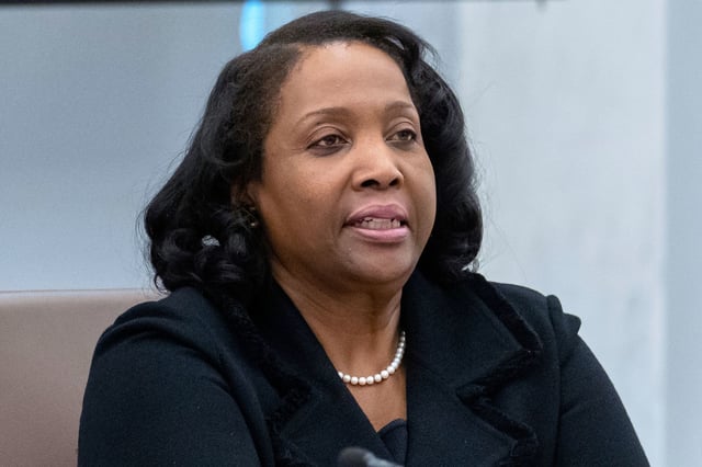 Federal Reserve Board of Governors member Lisa Cook listens during an open meeting of the Board of Governors at the Federal Reserve in Washington, DC, on June 25, 2025.