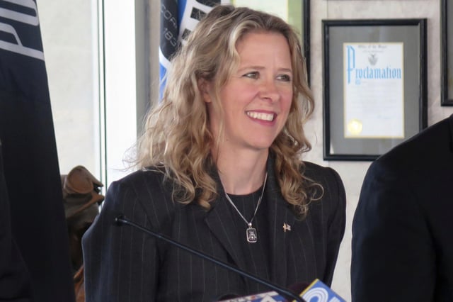 Judge Rebecca Bradley speaks as she kicks off her campaign for the Wisconsin Supreme Court in Milwaukee, on Thursday, Sept. 17, 2015.
