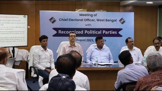 An all party meeting being held at the Office of CEO, West Bengal regarding the rationalization of polling stations today. (X/CEOWestBengal)