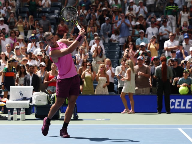 Tennis - U.S. Open - Flushing Meadows, New York, United States - August 29, 2025 Spain's Carlos Alcaraz celebrates winning his third round match against Italy's Luciano Darderi REUTERS/Brendan Mcdermid