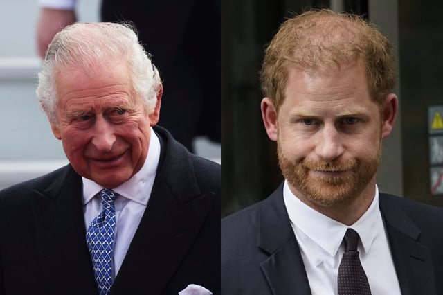 El rey Carlos III y el príncipe Harry