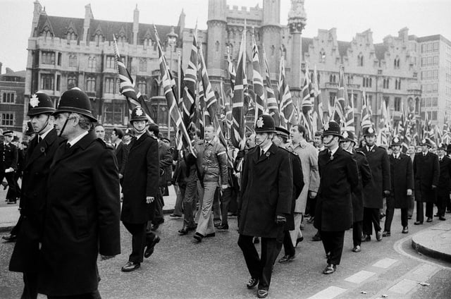 British flags were co-opted in the 1970s by the far-right, fascist National Front party.
