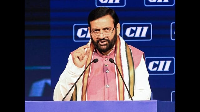 Haryana chief minister Nayab Singh Saini speaks during CII India Africa Business Conclave in New Delhi on Friday. (ANI)