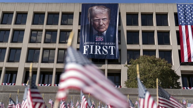 Ein Foto von US-Präsident Trump am US-Arbeitsministerium