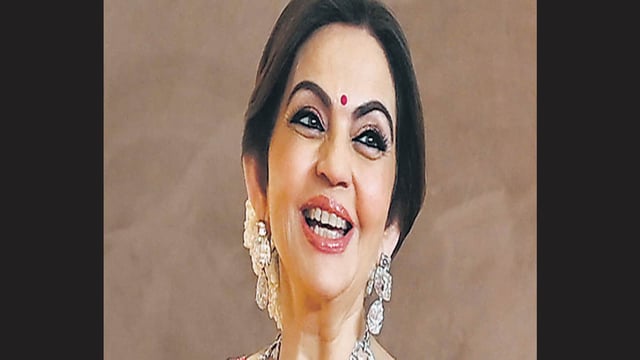 Nita Ambani at the Anant Ambani and Radhika Merchant Reception at the Jio World Convention Centre in BKC, Mumbai on July 14, 2024. (Photo by Raju Shinde/HT Photo)