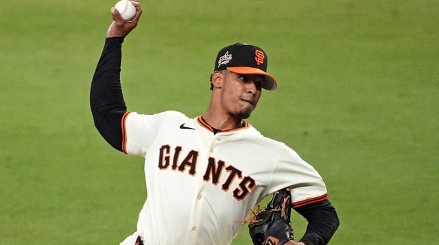Jul 15, 2025; Cumberland, Georgia, USA; National League pitcher Randy Rodriquez (73) of the San Francisco Giants pitches during the seventh inning during the 2025 MLB All Star Game at Truist Park. Mandatory Credit: Dale Zanine-Imagn Images