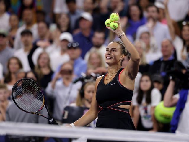 Tennis - U.S. Open - Flushing Meadows, New York, United States - August 29, 2025 Belarus' Aryna Sabalenka celebrates winning her third round match against Canada's Leylah Fernandez REUTERS/Jeenah Moon