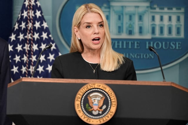 U.S. Attorney General Pam Bondi speaks to the media, after the U.S. Supreme Court dealt a blow to the power of federal judges by restricting their ability to grant broad legal relief in cases as the justices acted in a legal fight over President Donald Trump's bid to limit birthright citizenship, in the Press Briefing Room at the White House in Washington D.C., June 27, 2025. REUTERS/Ken Cedeno/File Photo