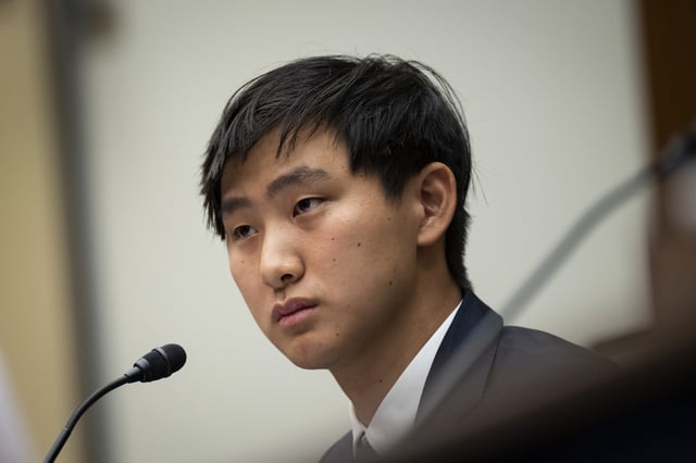 WASHINGTON, DC - JULY 18: CEO of Scale A.I. Alexandr Wang testifies during a House Armed Services Subcommittee on Cyber, Information Technologies and Innovation hearing about artificial intelligence on Capitol Hill July 18, 2023 in Washington, DC. The hearing focused on barriers that prevent the Department of Defense from adopting and deploying A.I. effectively and the risks from adversarial A.I. (Photo by Drew Angerer/Getty Images)