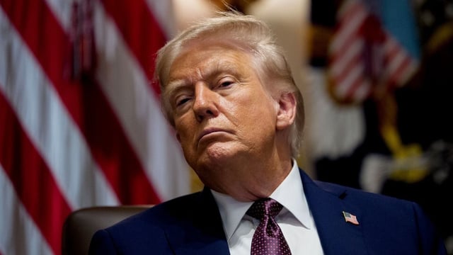 US President Donald Trump during a cabinet meeting at the White House in Washington, DC,