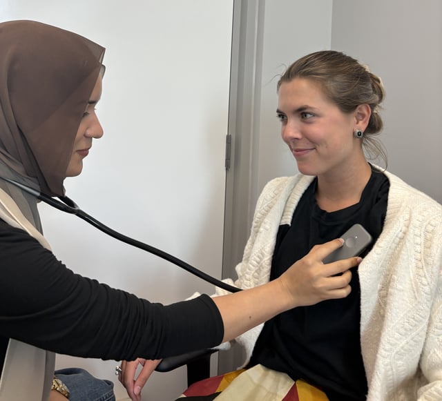 Stethoscope in use.
