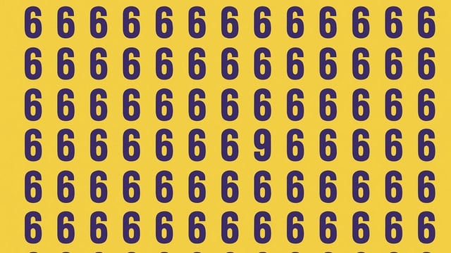 Solve this challenge by finding number 9 in grid of 6's.