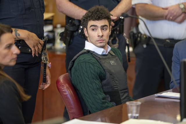 Luigi Mangione attends a hearing at Manhattan Criminal Court on February 21, 2025 in New York City.