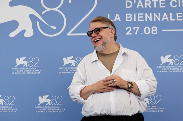 Director Guillermo del Toro poses during a photocall for the movie "Frankenstein" in competition, at the 82nd Venice International Film Festival, in Venice, Italy, August 30, 2025. REUTERS/Remo Casilli