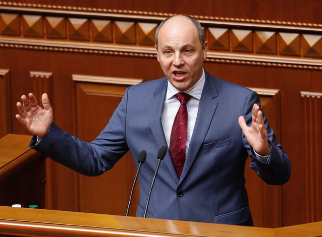 Andrij Parubij während einer Sitzung des ukrainischen Parlaments in Kiew (Archivbild).