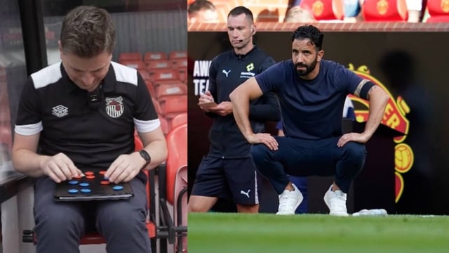 Grimsby Town troll Manchester United with Ruben Amorim's tactics board context | Image: X/@officialgtfc (Screengrab) and AP