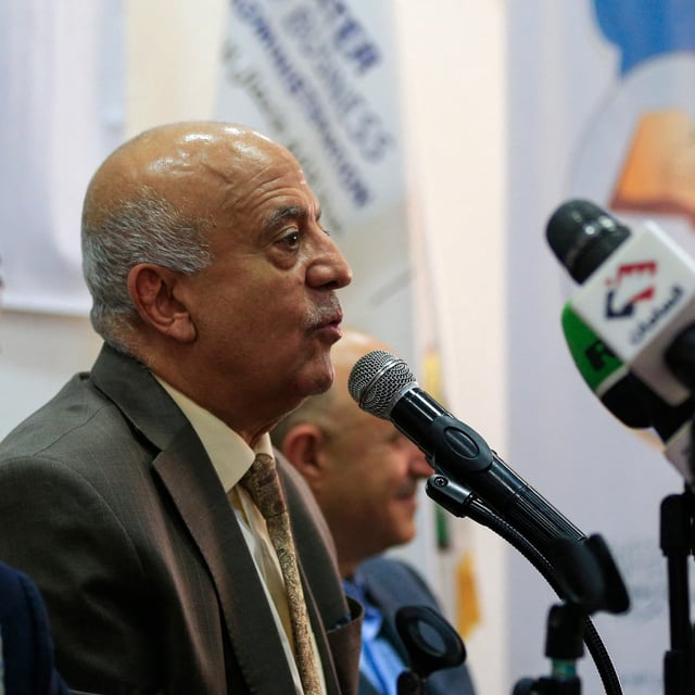 Yemen's Huthi-led government's Prime Minister Ahmed al-Rahawi speaks during a press conference in Sanaa on June 22, 2025. The prime minister of Yemen's Huthis was killed in an Israeli airstrike along with other officials earlier in the week, the rebels announced on August 30, 2025. (Photo by Mohammed HUWAIS / AFP) (Photo by MOHAMMED HUWAIS/AFP via Getty Images)