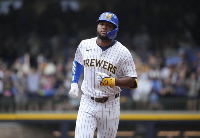 Jul 25, 2025; Milwaukee, Wisconsin, USA; Milwaukee Brewers outfielder Jackson Chourio (11) rounds the bases after hitting a home run against the Miami Marlins in the fourth at American Family Field. Mandatory Credit: Michael McLoone-Imagn Images/File Photo