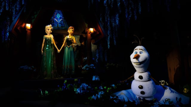 This photo taken on the "Frozen Ever After" attraction at Hong Kong Disneyland Resort.