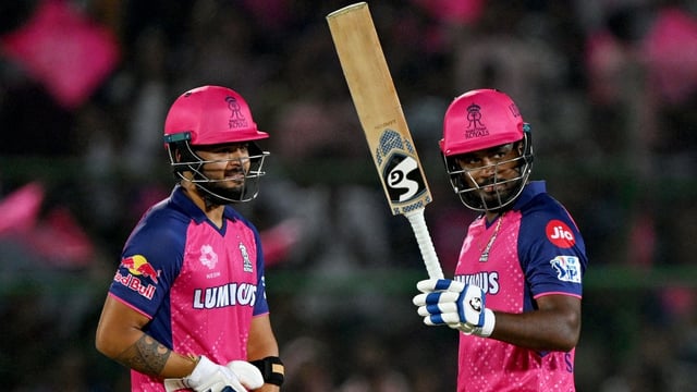 Rajasthan Royals' Riyan Parag and Sanju Samson