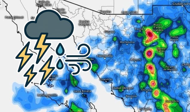 Tormentas eléctricas, calor extremo y amenaza ciclónica: Sonora enfrenta sábado de alto riesgo climático. / CEPC. - Imagen ilustrativa hecha con IA (Copilot).