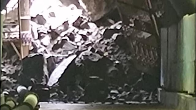 Large boulders have blocked the tunnel’s mouth. Efforts are underway to clear the debris (Sourced)