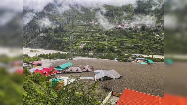 Uttarkashi: An affected area following flash floods triggered by a cloudburst at...