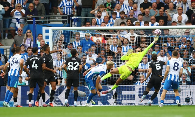 Soccer Football - Premier League - Brighton & Hove Albion v Manchester City - The American Express Community Stadium, Brighton, Britain - August 31, 2025 Brighton & Hove Albion's Brajan Gruda scores their second goal Action Images via Reuters/Matthew Childs