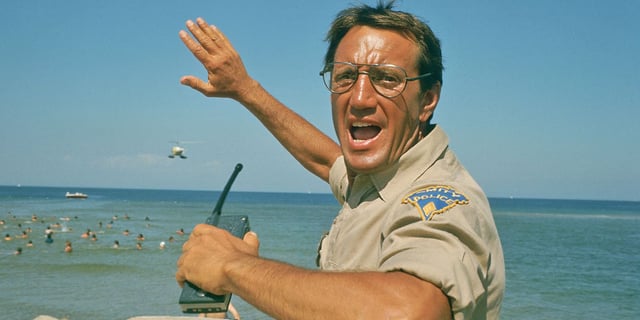 Roy Scheider in a still from Steven Spielberg's Jaws. 