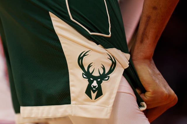 A detailed view of the Milwaukee Bucks logo on a uniform during the game against the Houston Rockets at Toyota Center on January 06, 2024 in Houston, Texas. Former Bucks swingman Junior Bridgeman is purchasing a massive chunk of the team.