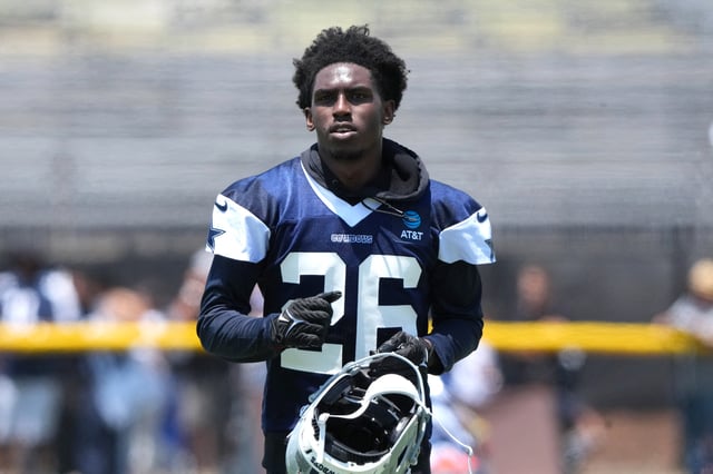 Jul 22, 2025; Oxnard, CA, USA; Dallas Cowboys cornerback DaRon Bland (26) during training camp at the River Ridge Fields. Mandatory Credit: Kirby Lee-Imagn Images/File photo