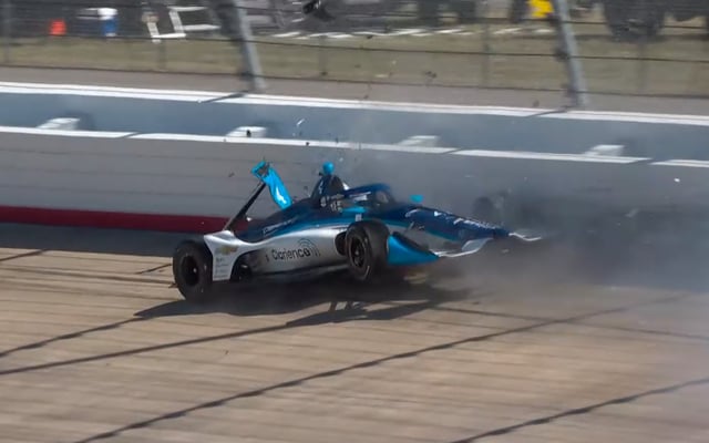 David Malukas crashed on Lap 83 of 225 at Nashville Superspeedway.