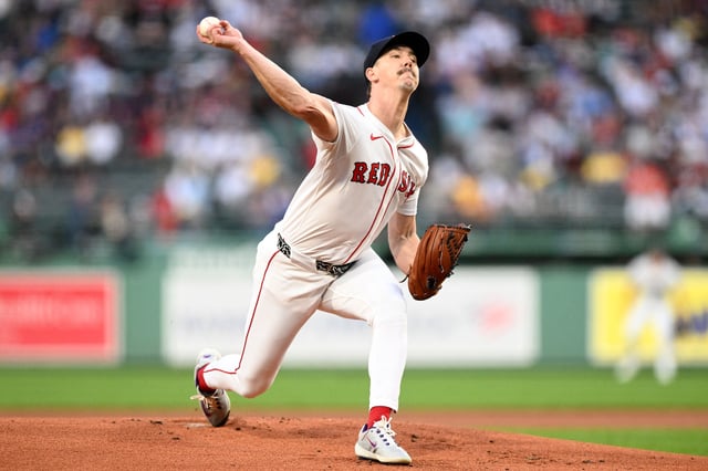 Aug 19, 2025; Boston, Massachusetts, USA; Boston Red Sox starting pitcher Walker Buehler (0) pitches against the Baltimore Orioles during the first inning at Fenway Park. Mandatory Credit: Brian Fluharty-Imagn Images/File photo