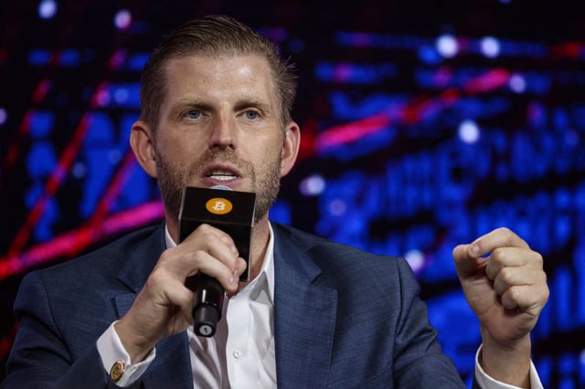 Eric Trump, Executive Vice President of the Trump Organization, speaks at the Bitcoin Asia conference, in Hong Kong, China, August 29, 2025. REUTERS/Tyrone Siu/File photo