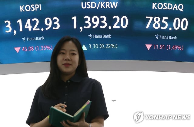 This photo, taken on Sept. 1, 2025, shows the dealing room of Hana Bank in Seoul. (Yonhap)