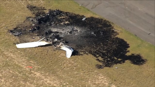 A footage shows two small planes collided in midair by the Fort Morgan Municipal Airport in northeast Colorado on August 31, 2025.