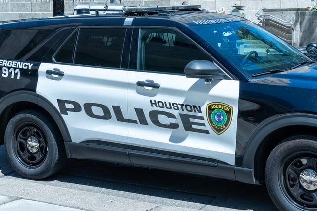 FILE - A Houston Police car is seen in Houston, Texas.